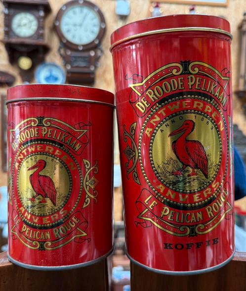 2 oude blikken De Roode Pelikaan koffie, Verzamelen, Blikken, Zo goed als nieuw, Koffie, Overige merken, Ophalen of Verzenden
