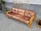Vintage Asko Bonanza Bruine Leren Design Bank | 3 pers Sofa, 150 tot 200 cm, Scandinavisch Design Vintage Retro Mid Century, Rechte bank