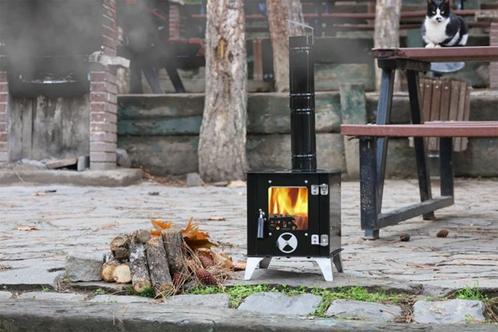 KMP02 Sabah Tiny Camping Houtskachel – Zwart– Outdoor- Draag, Huis en Inrichting, Kachels, Nieuw, Vrijstaand, Houtkachel, Hout