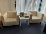 2 wit leren stoelen, Huis en Inrichting, Stoelen, Ophalen, Gebruikt, Twee, Wit