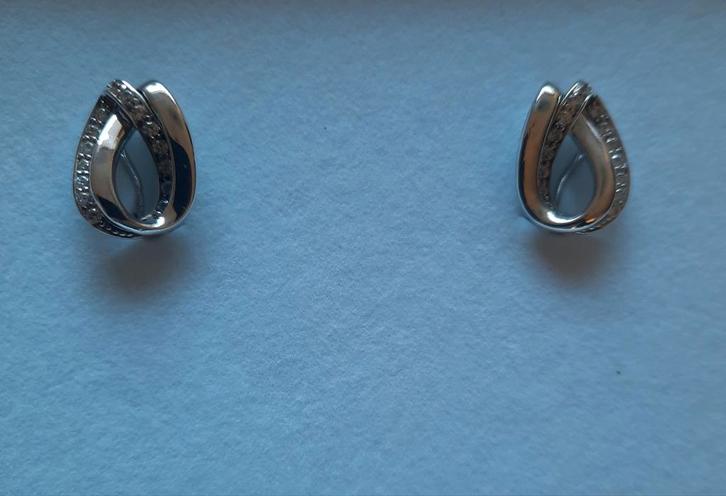 Zilveren Oorbellen met Strass, Sieraden, Tassen en Uiterlijk, Oorbellen, Zo goed als nieuw, Knopjes of Stekers, Zilver, Zilver