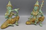 Gandharva’s Hemelse Muzikanten set van 2 brons verguld beeld, Antiek en Kunst, Ophalen of Verzenden