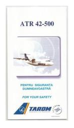 Tarom ATR-42-500 safety card, Verzamelen, Luchtvaart en Vliegtuigspotten, Ophalen of Verzenden, Gebruikt, Overige typen