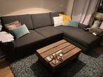 Donkergrijze hoekbank met veel opbergruimte., Huis en Inrichting, Ophalen, Gebruikt, Hoekbank, Vierpersoons of meer