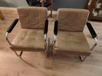Twee retro beige fauteuils, Ophalen, Gebruikt, 75 tot 100 cm, 50 tot 75 cm