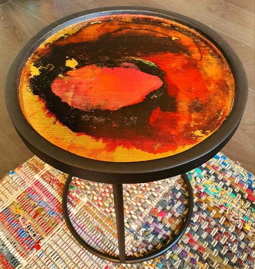 Expoxy bijzettafel met glitters handgemaakt uniek, Antiek en Kunst, Kunst | Designobjecten, Ophalen of Verzenden