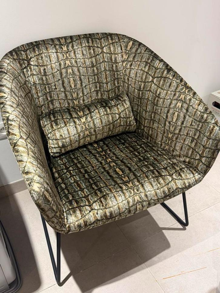Goossens Fauteuil met Krokodillenprint, Huis en Inrichting, Fauteuils, Zo goed als nieuw, Stof, 75 tot 100 cm, Ophalen
