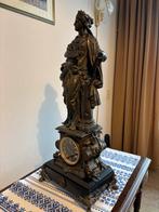 Antieke Franse pendule met bronzen beeld, Ophalen of Verzenden