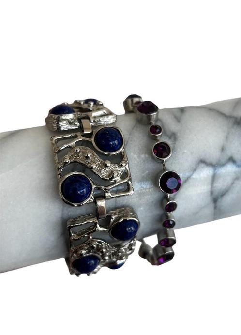 Vintage edelsteen armbanden, Sieraden, Tassen en Uiterlijk, Armbanden, Gebruikt, Zilver, Ophalen of Verzenden