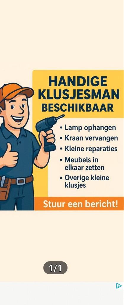 Klusser aangeboden voor al u klusjes, Vacatures, Vacatures | Schoonmaak en Facilitaire diensten, Vanaf 10 jaar, Overige vormen