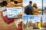 retourvlucht Europa, 2 personen (1 jaar geldig), Voucher, Twee personen, Vliegtuig, Buitenland, Met bestemming of datum