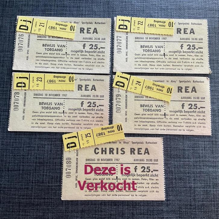 Oude Concert Kaartjes CHRIS REA 10 November 1987 ... Nog 4, Tickets en Kaartjes, Concerten | Pop, Drie personen of meer, November