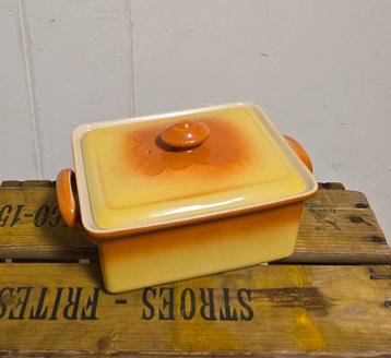 Vintage oranje gele ovenschaal jaren 70 beschikbaar voor biedingen