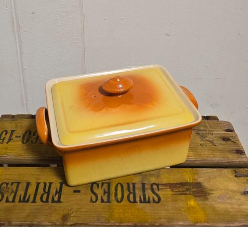 Vintage oranje gele ovenschaal jaren 70, Huis en Inrichting, Keuken | Potten en Pannen, Gebruikt, Ophalen