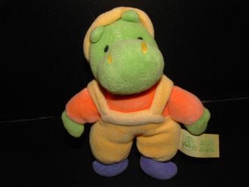 HAPPY HORSE NIJLPAARD KLEIN VELOURS ORANJE/GROEN MET  beschikbaar voor biedingen