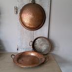 Oud brocante Franse koperen zeef schaal pan *Etage3*, Gebruikt, ., Ophalen of Verzenden, .