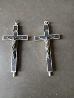 2 oude kruisbeeldjes ebbenhout, met relikwieën, Duitsland, Antiek en Kunst, Antiek | Religie, Ophalen of Verzenden