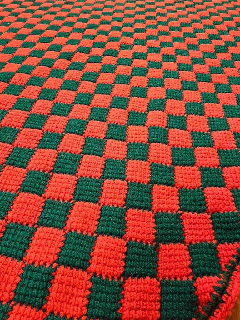 Granny Sprei Rood Groen 180/132 cm, Gebruikt, Etten-Leur, DJT@dejuistetoon.eu, Ophalen of Verzenden