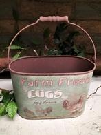 Brocante emmer voor eieren, decoratie, eventueel plantenbak., Ophalen of Verzenden, Zo goed als nieuw