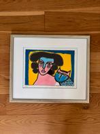 Zeefdruk Corneille - La femme au chat, Antiek en Kunst, Ophalen of Verzenden