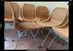 6x stoelen rotan/metaal dutch design zgst., Ophalen, Gebruikt, Metaal, Vijf, Zes of meer stoelen