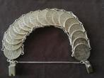 Zilveren armband Wilhelmina 1/4/ gulden muntjes 17 stuks, Ophalen of Verzenden, Gebruikt, Overige typen