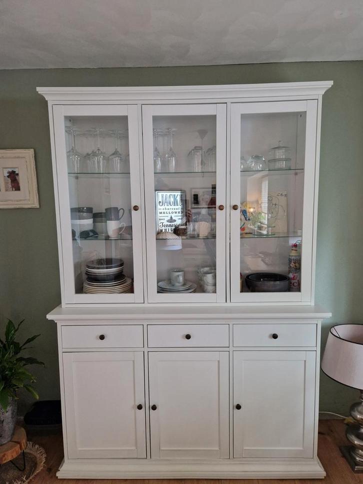 Witte buffetkast met glas, Antiek en Kunst, Antiek | Meubels | Kasten, Ophalen