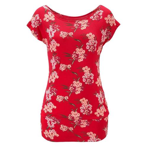 Lascana longtop top / shirt rood met bloemen Mt 48 / 50, Kleding | Dames, Grote Maten, Zo goed als nieuw, Shirt of Top, Rood, Verzenden