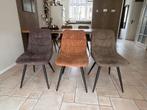 6 stuks Eetkamer stoelen met zwarte stalen poten., Ophalen, Gebruikt, Overige kleuren, Metaal
