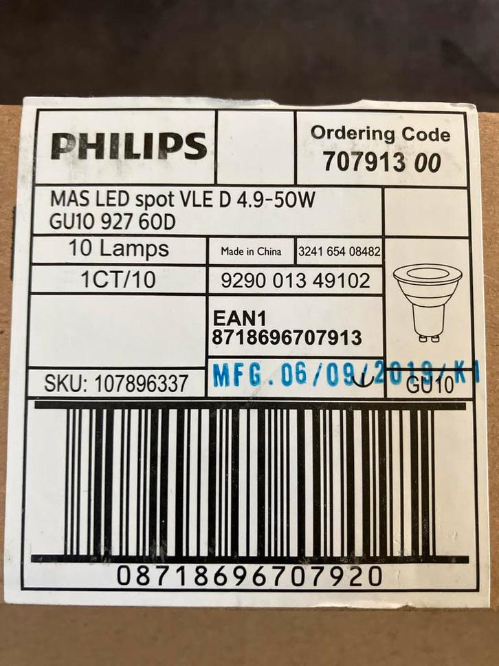 20x Philips GU10 LED Spot 4.9W (50W vervanging), Huis en Inrichting, Lampen | Spots, Nieuw, Kunststof, Led, Ophalen of Verzenden