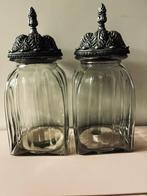 2 grote brocante glazen keukenpotten voorraadpotten, Antiek en Kunst, Curiosa en Brocante, Ophalen of Verzenden