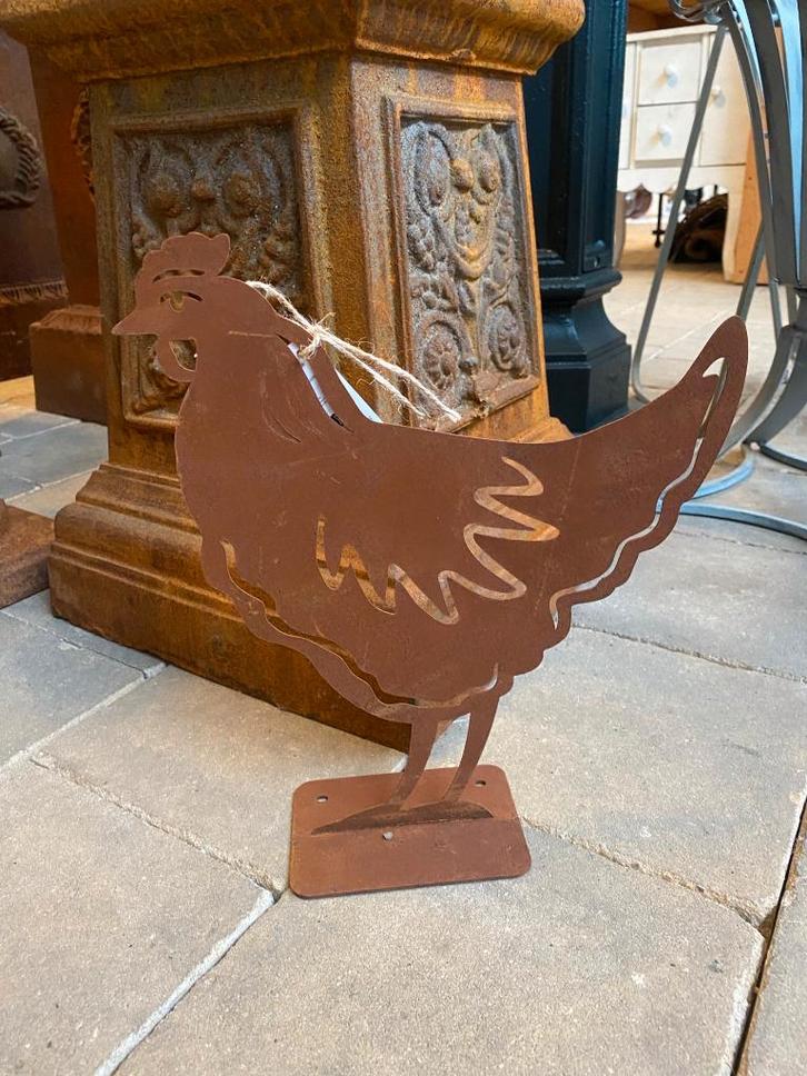 Kip roest metaal tuinbeeld, Tuin en Terras, Tuinbeelden, Nieuw, Overige typen, Metaal, Ophalen of Verzenden
