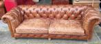 Oude Chesterfield bank bruin cognac vintage leer + BEZORGING, Antiek en Kunst, Ophalen of Verzenden