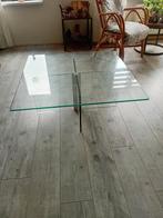 Vintage glazen salontafel, Huis en Inrichting, Tafels | Salontafels, Ophalen, Gebruikt, 50 tot 100 cm, 50 tot 100 cm