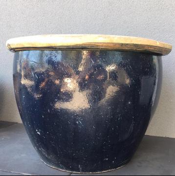 Grote XL pot 64cm JTC bloempot geglazuurd donkerblauw beschikbaar voor biedingen