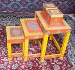 Set van oosterse bijzettafels, Huis en Inrichting, Tafels | Bijzettafels, Ophalen, Zo goed als nieuw, Hout, Minder dan 55 cm
