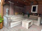 Houten Hoekbank met Tafel - Complete Zithoek, Tuin en Terras, Tuinsets en Loungesets, Ophalen, Gebruikt, Hout
