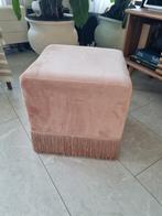 Velours poef met franjes, Ophalen, Minder dan 50 cm, Vierkant, Minder dan 50 cm