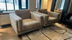 NU OPHALEN: Twee beige velours fauteuils Woood, Huis en Inrichting, Fauteuils, Ophalen, 75 tot 100 cm, Zo goed als nieuw, Stof