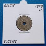 België 5 centiem - 1927 (Vlaams) UNC, Postzegels en Munten, Munten | België, Verzenden, Overig, Losse munt