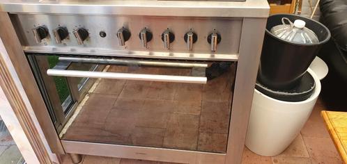 RVS elektra oven in combi met 5 pits gasfornuis, Witgoed en Apparatuur, Fornuizen, Gebruikt, Vrijstaand, Gas, 5 kookzones of meer