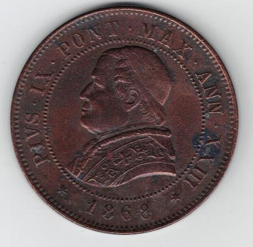 25-1753 Vaticaan 4 soldi 1868, Postzegels en Munten, Munten | Europa | Niet-Euromunten, Losse munt, Overige landen, Verzenden
