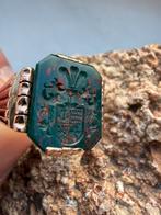 Antieke Engelse Cavalier zegelring 14K - 8 gram, Ophalen of Verzenden, Goud, Ring, Met edelsteen