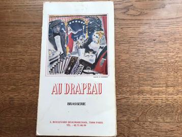 Vintage Au Drapeau Brasserie Menu Parijs beschikbaar voor biedingen