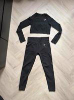 Gymshark sportset sportlegging en crop top zwart seamless s, Zwart, Ophalen of Verzenden, Zo goed als nieuw, Maat 36 (S)