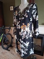 K-Design K Design bloemen jurk L mooie hals gratis verz NL, K-design, Verzenden, Zwart, Maat 42/44 (L)