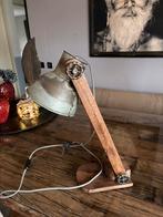 Stoere industriële tafellamp hout/metaal ZGAN, Ophalen of Verzenden, Zo goed als nieuw