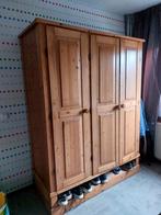 Grenen houten linnenkast met deuren, Huis en Inrichting, Kasten | Kledingkasten, Gebruikt, 200 cm of meer, 150 tot 200 cm, Met hangruimte