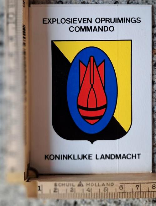 Vintage sticker explosieven opruimings commando Landmacht, Verzamelen, Militaria | Algemeen, Landmacht, Embleem of Badge, Nederland