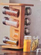 Bamboe kruidenrek met 8 glazen potjes, Ophalen of Verzenden, Nieuw